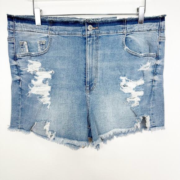 NWT American Eagle Outfitters Super High Rise Shortie Jean Denim Shorts 18 34W - Picture 1 of 5